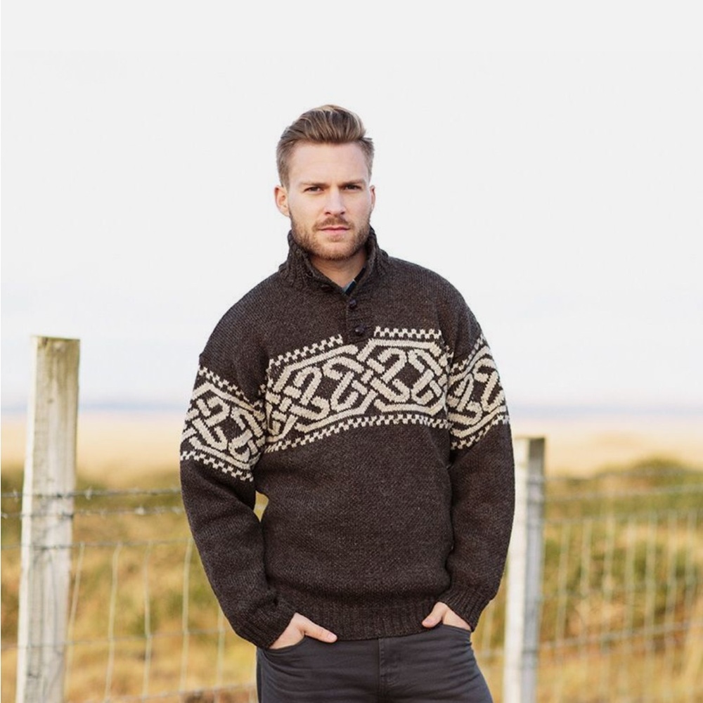 Men's Celtic Knot 100% Wool Sweater